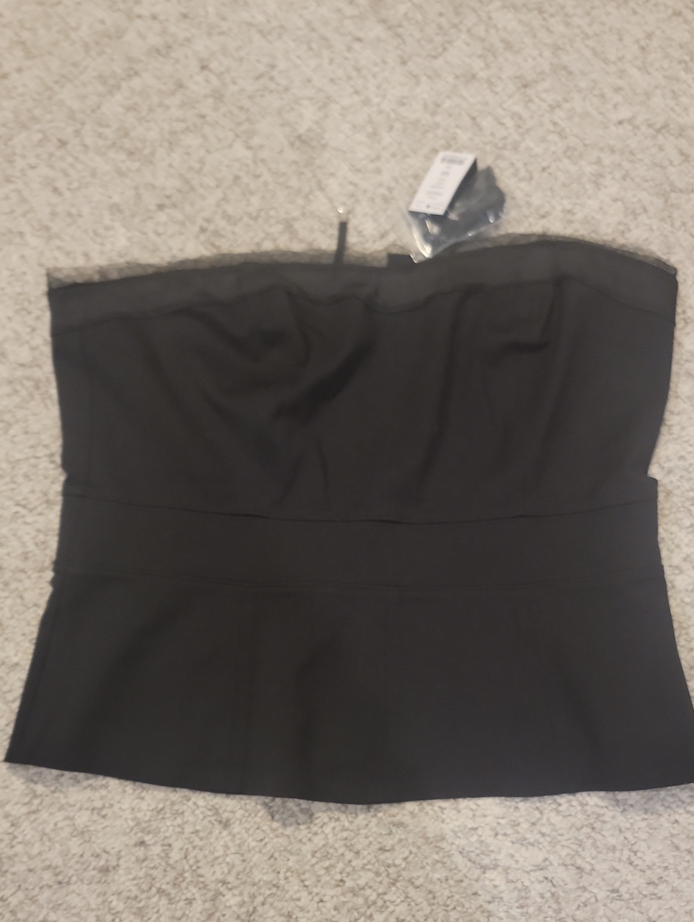 White House Black Market Black Strapless Peplum Top